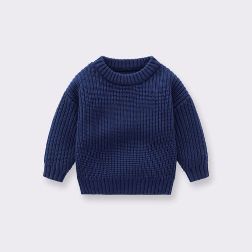 Baby Solid Color Handknit Design Quality Pullover Loose Sweater-1
